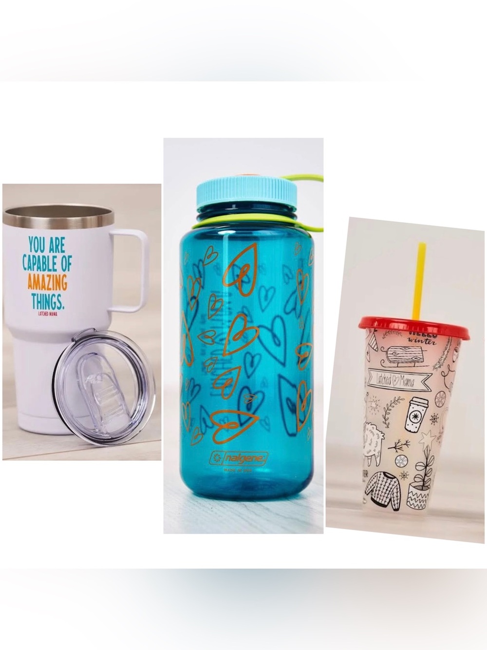 Latched Mama drinkware bundle of three
